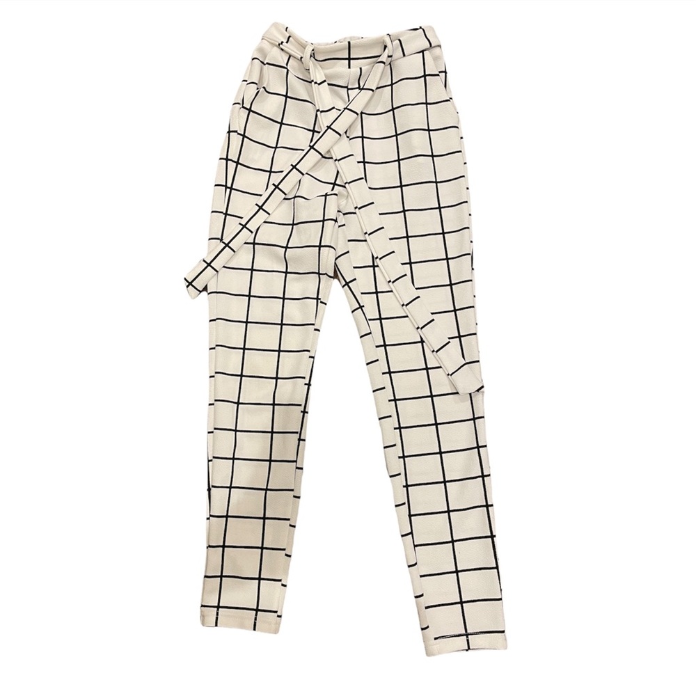 shein black and white pants